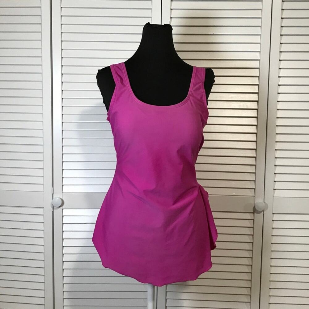 Shore Shapes Swimwear Retro Magenta Tummy Control One Piece Swimdress 10